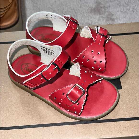 FootMates Ariel Red Kids Sandals with Buckle - Picture 2 of 5